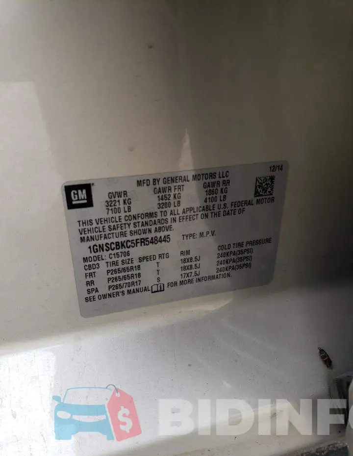 1GNSCBKC5FR548445 Photo# 13