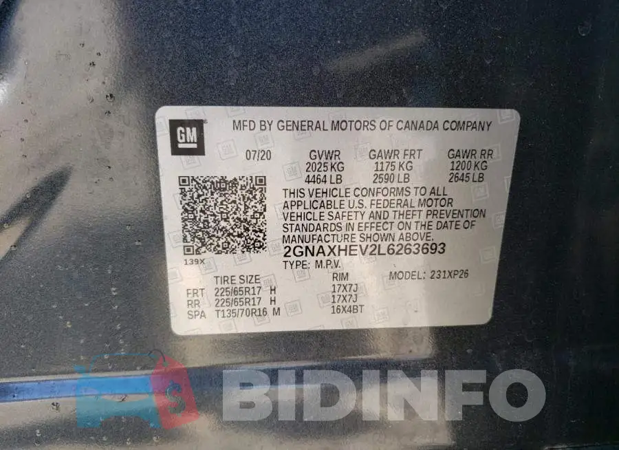 2GNAXHEV2L6263693 Photo# 13
