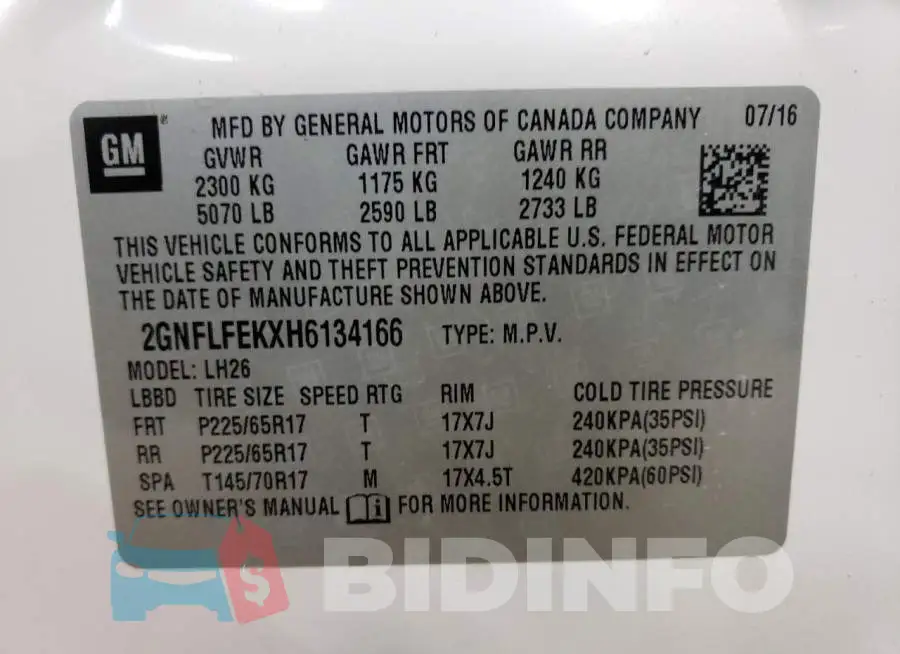 2GNFLFEKXH6134166 Photo# 12