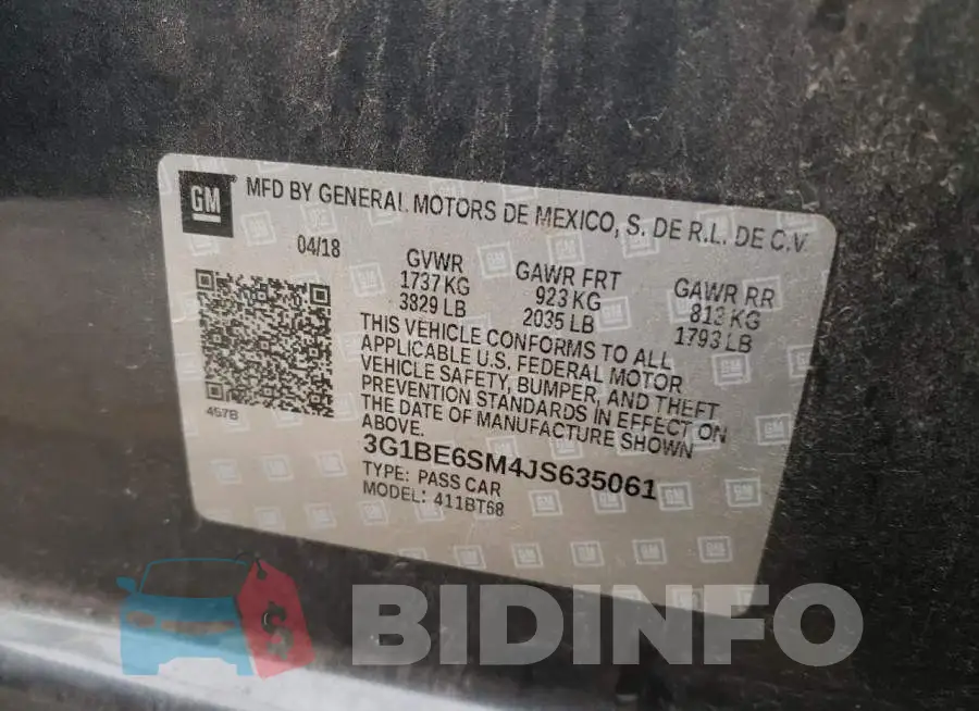 3G1BE6SM4JS635061 Photo# 12