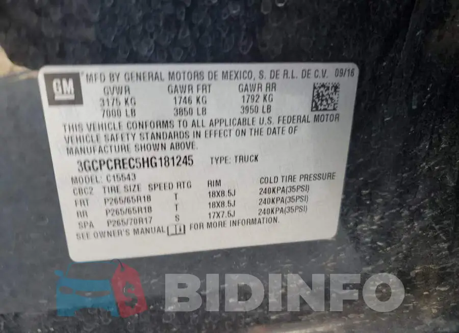 3GCPCREC5HG181245 Photo# 12