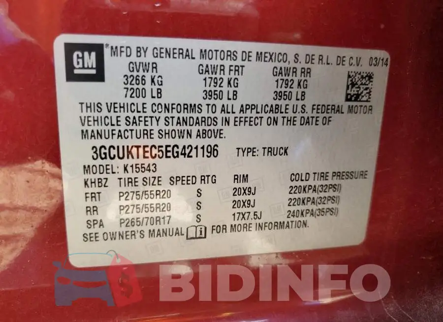 3GCUKTEC5EG421196 Photo# 12