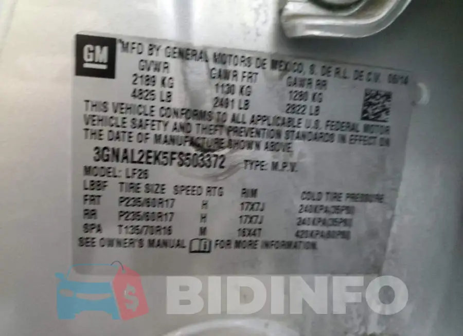 3GNAL2EK5FS503372 Photo# 13