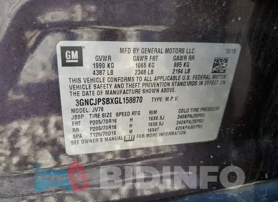 3GNCJPSBXGL158870 Photo# 13