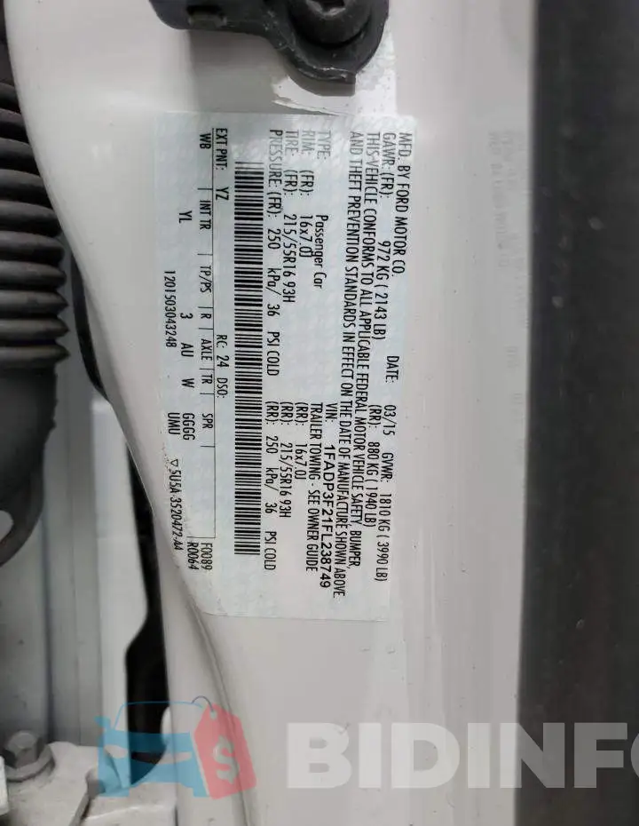 1FADP3F21FL238749 Photo# 12