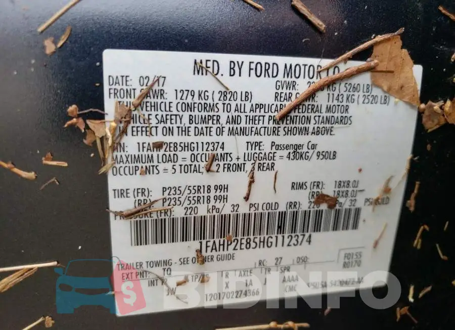 1FAHP2E85HG112374 Photo# 12