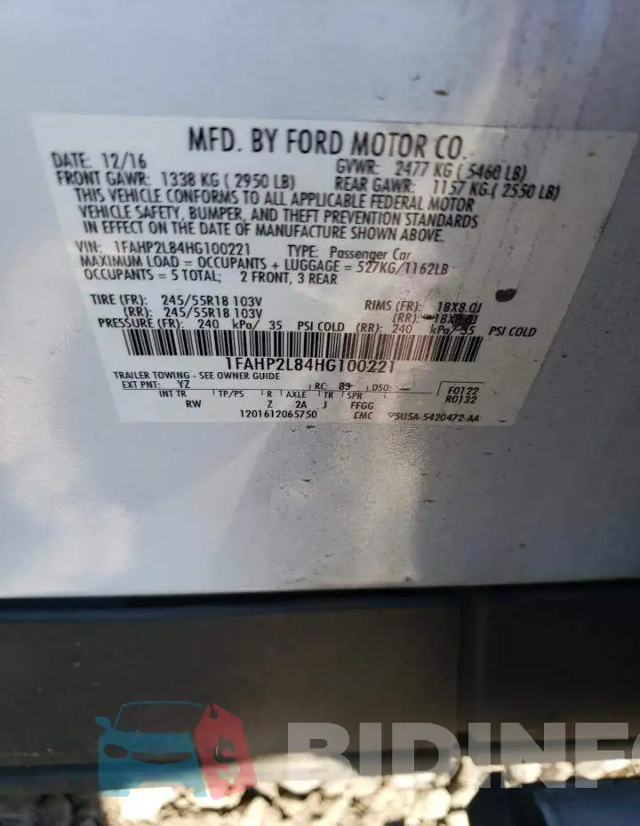 1FAHP2L84HG100221 Photo# 12