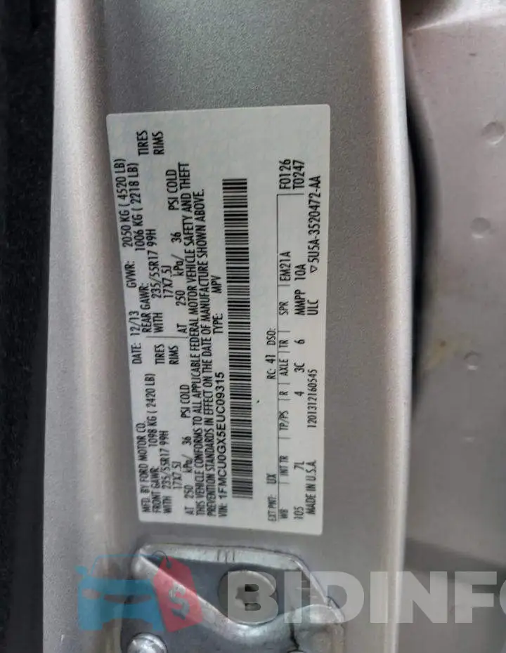 1FMCU0GX5EUC09315 Photo# 13