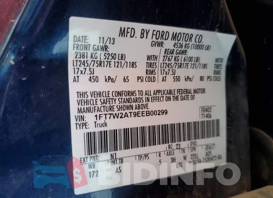 1FT7W2AT9EEB00299 Photo# 12