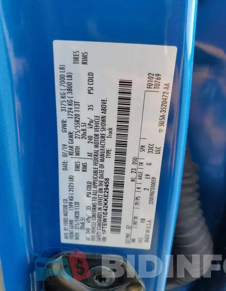 1FTEW1E42KKE29458 Photo# 12