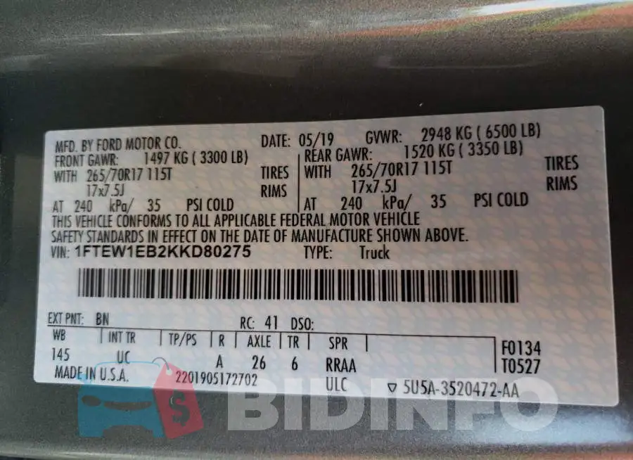 1FTEW1EB2KKD80275 Photo# 13
