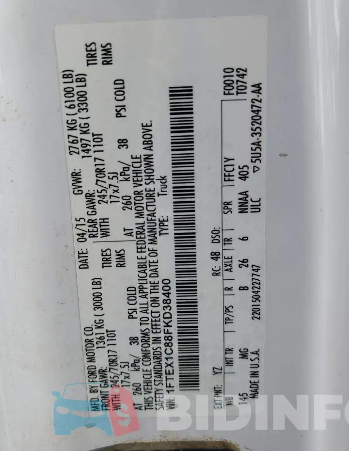 1FTEX1C88FKD38400 Photo# 12