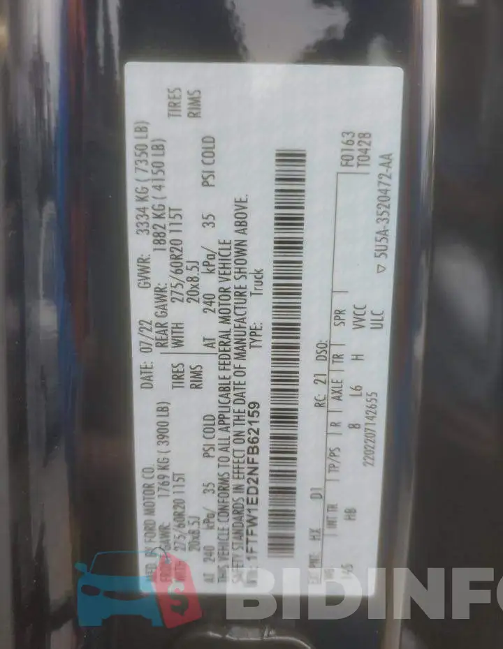 1FTFW1ED2NFB62159 Photo# 12