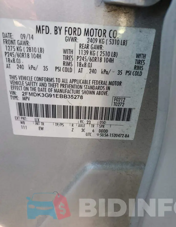2FMDK3G91EBB35278 Photo# 14