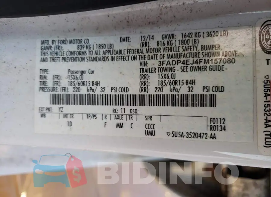 3FADP4EJ4FM157080 Photo# 12