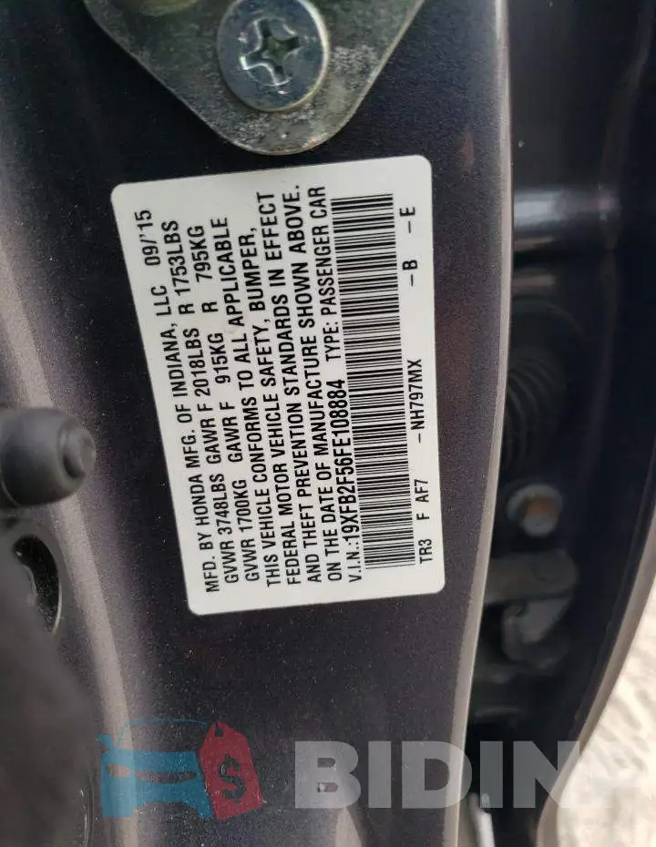 19XFB2F56FE108884 Photo# 12