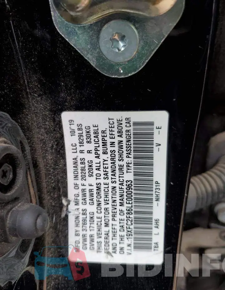19XFC2F86LE000963 Photo# 12