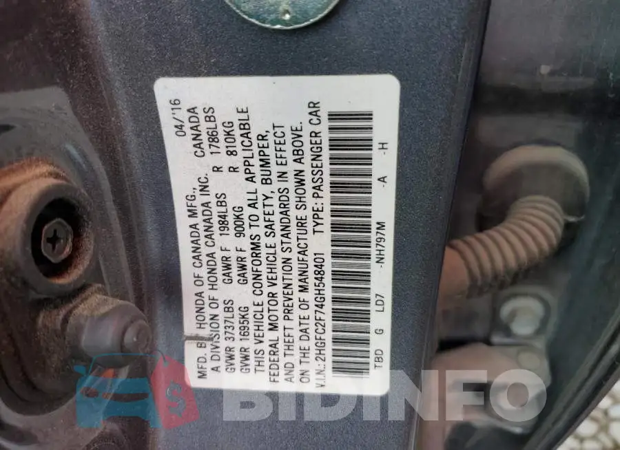 2HGFC2F74GH548401 Photo# 13