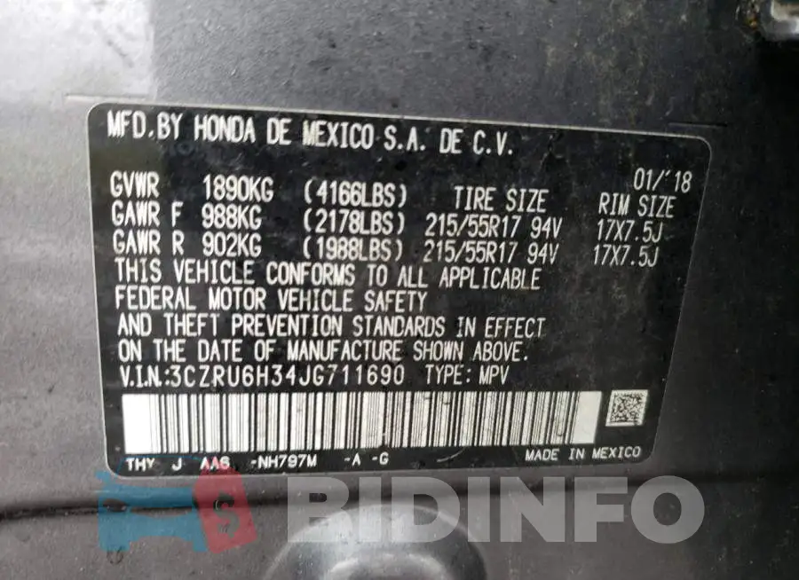 3CZRU6H34JG711690 Photo# 14