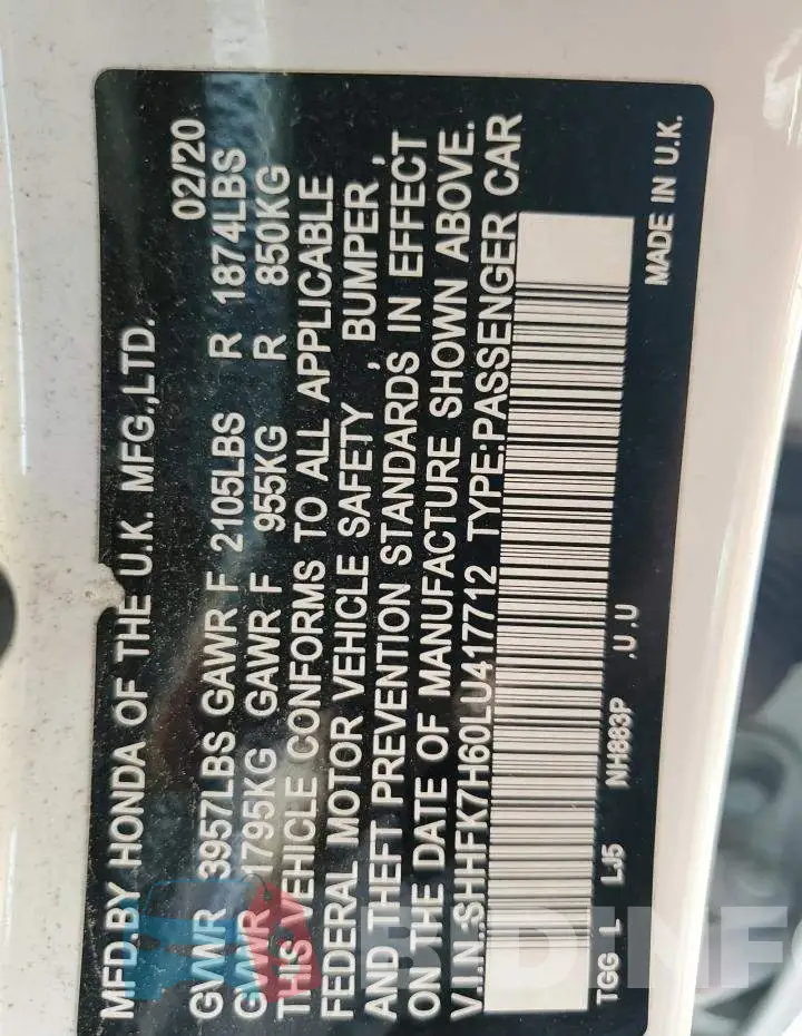 SHHFK7H60LU417712 Photo# 14