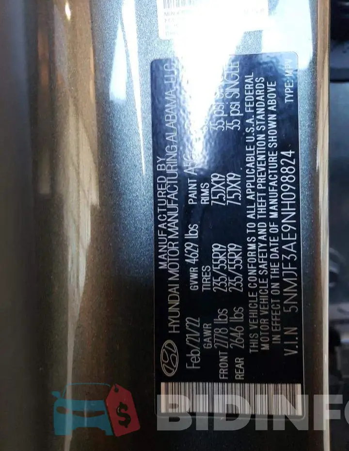 5NMJF3AE9NH098824 Photo# 12