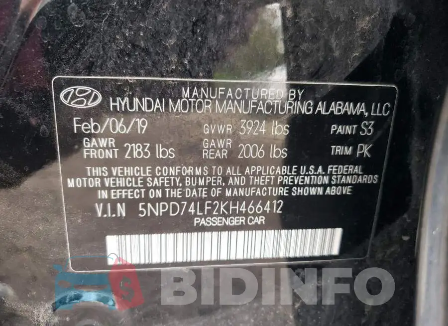 5NPD74LF2KH466412 Photo# 13
