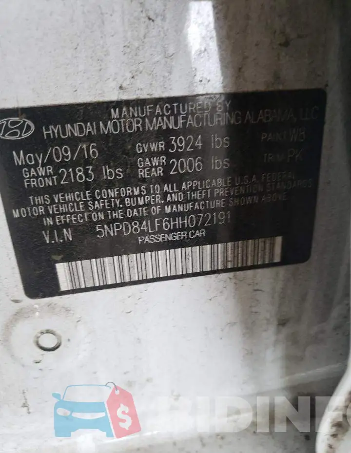 5NPD84LF6HH072191 Photo# 12