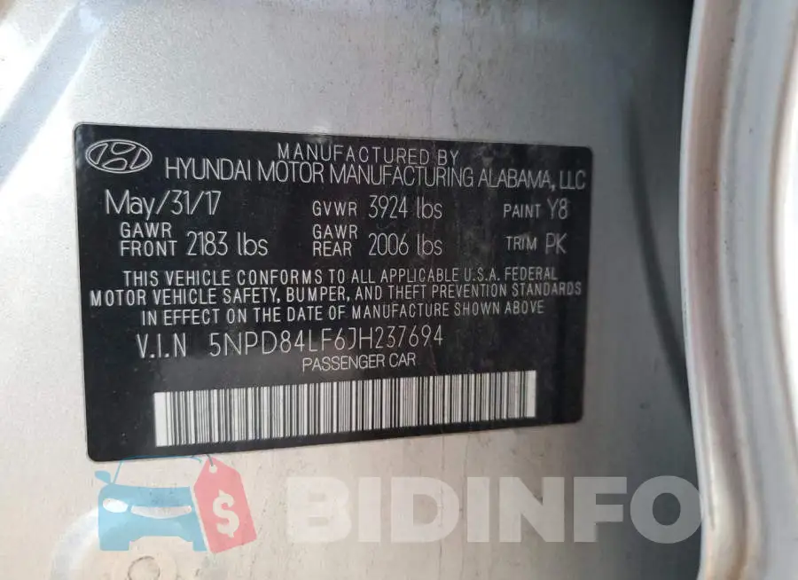 5NPD84LF6JH237694 Photo# 13