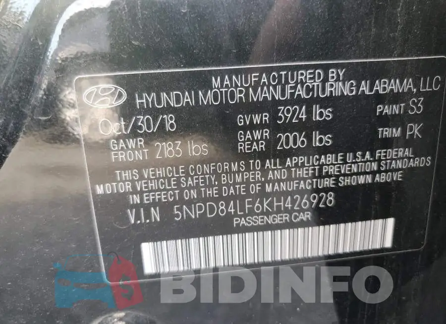 5NPD84LF6KH426928 Photo# 13
