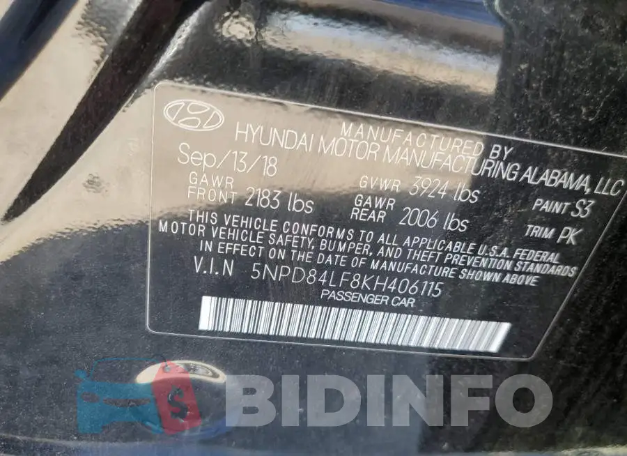 5NPD84LF8KH406115 Photo# 13