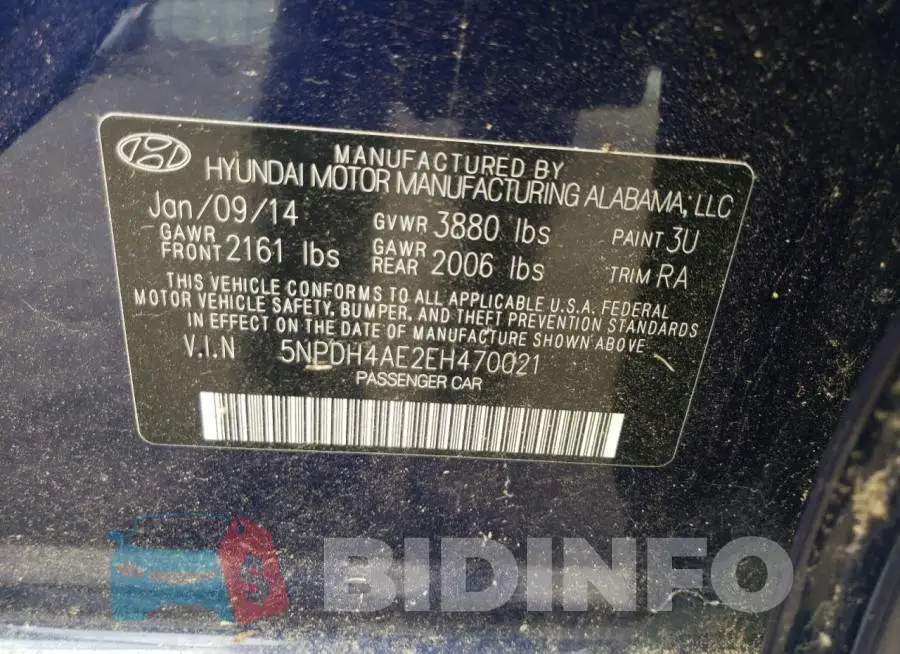 5NPDH4AE2EH470021 Photo# 13