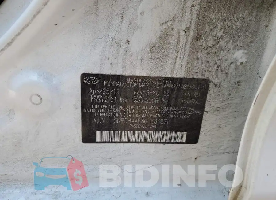 5NPDH4AE8GH684871 Photo# 12