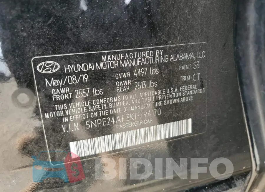 5NPE24AF3KH794170 Photo# 13