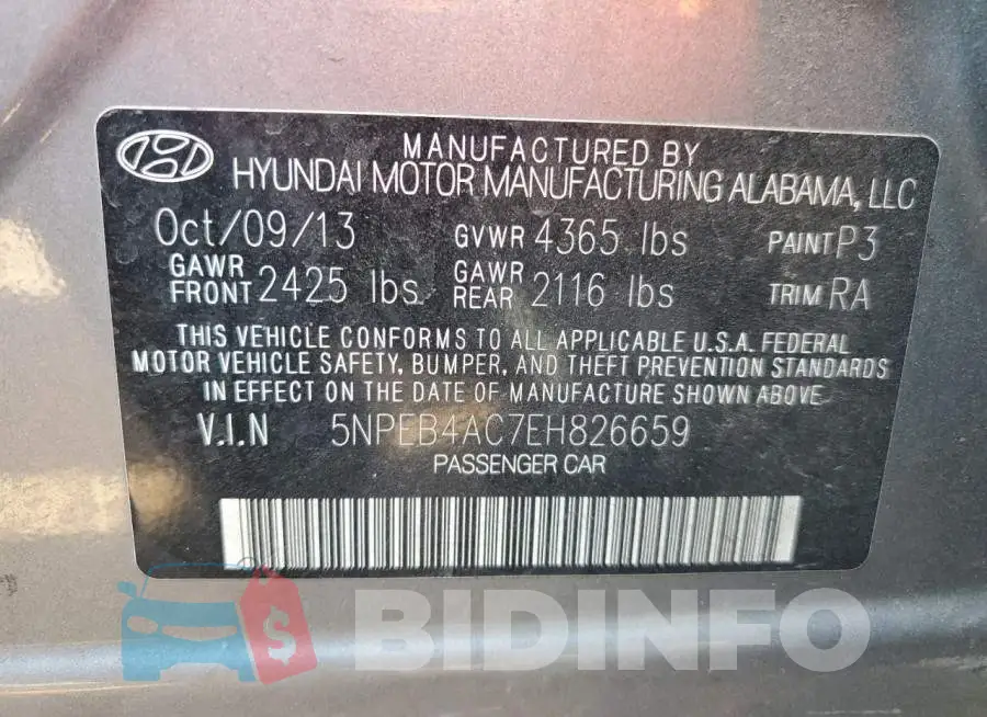 5NPEB4AC7EH826659 Photo# 12