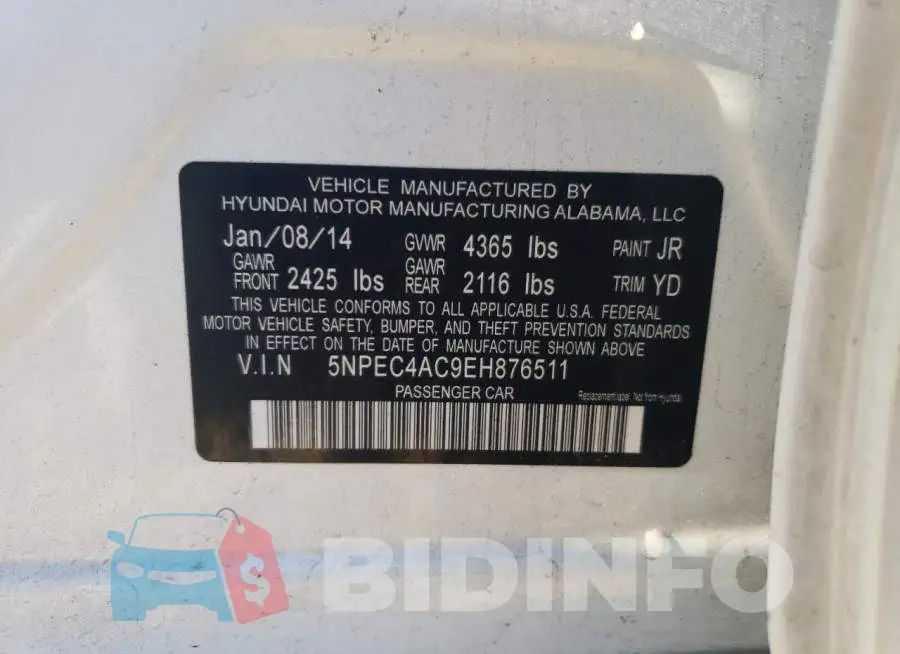 5NPEC4AC9EH876511 Photo# 13