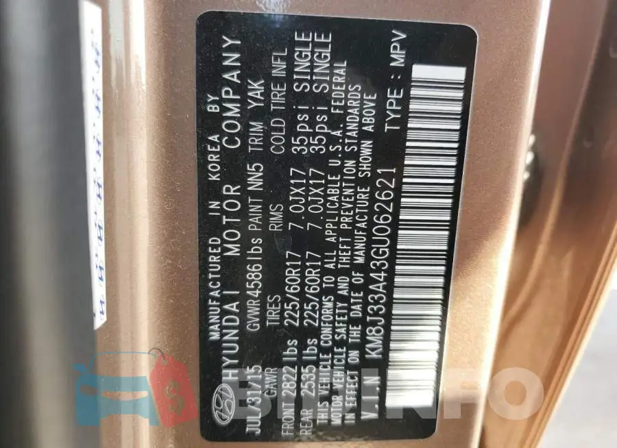 KM8J33A43GU062621 Photo# 13