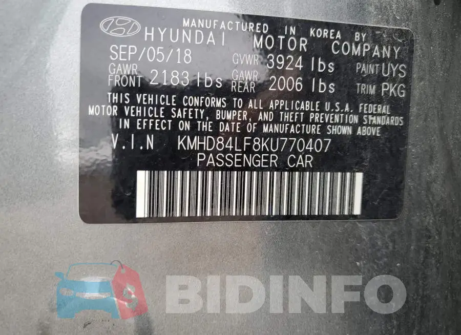 KMHD84LF8KU770407 Photo# 12