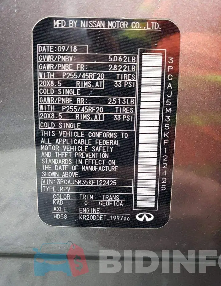 3PCAJ5M35KF122425 Photo# 12