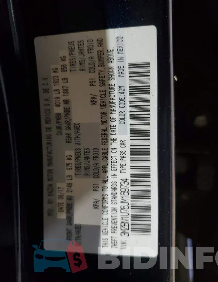 3MZBN1U76JM169734 Photo# 12