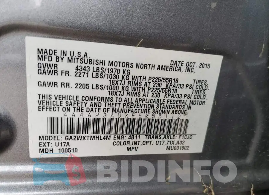4A4AP3AUXFE055112 Photo# 12