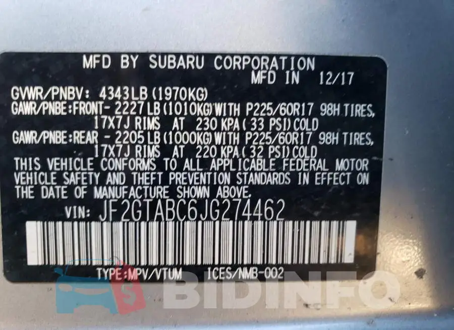 JF2GTABC6JG274462 Photo# 12