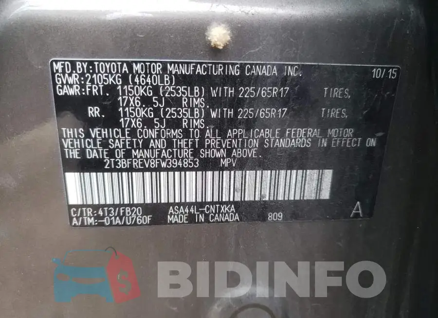 2T3BFREV8FW394853 Photo# 13