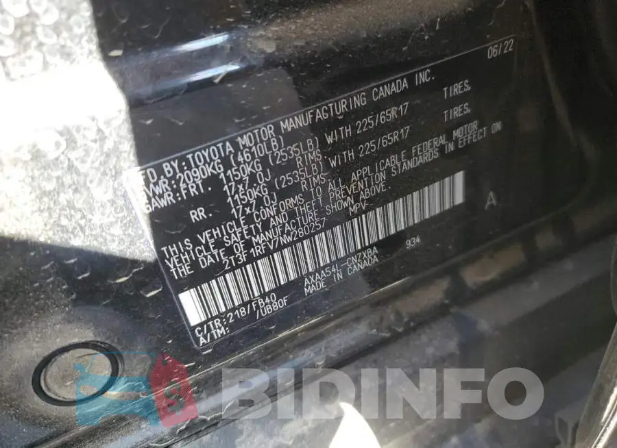 2T3F1RFV7NW280257 Photo# 14