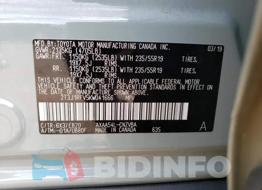 2T3J1RFV5KW041666 Photo# 13
