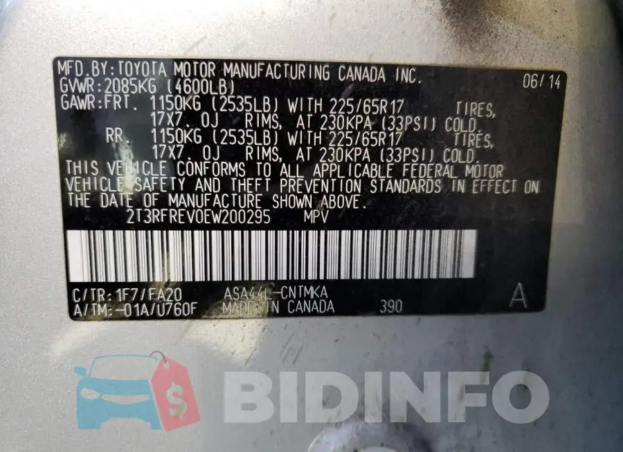 2T3RFREV0EW200295 Photo# 14