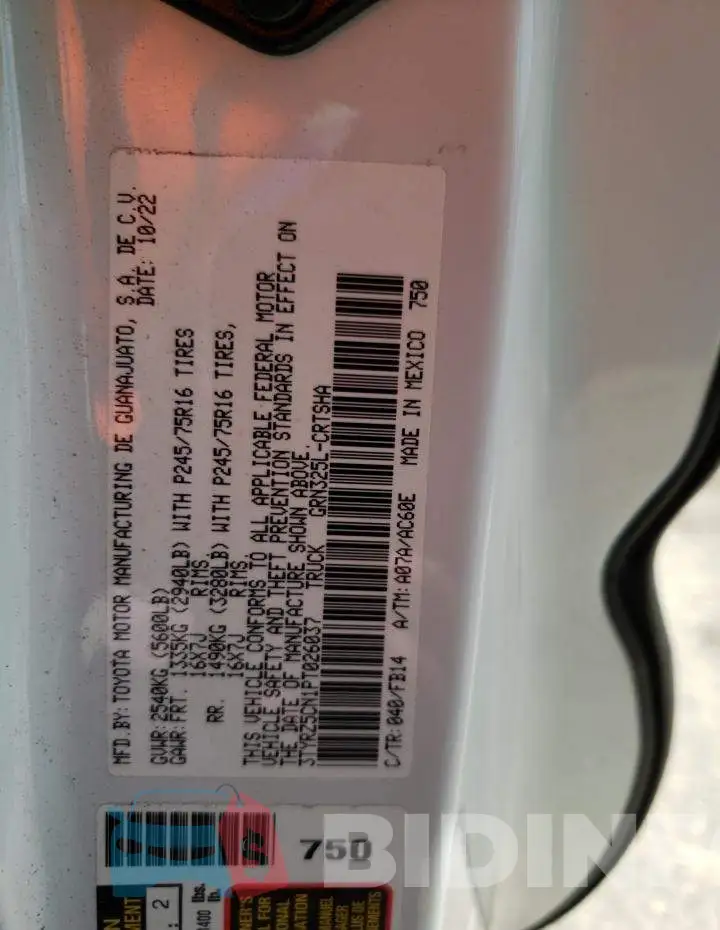 3TYRZ5CN1PT026037 Photo# 12