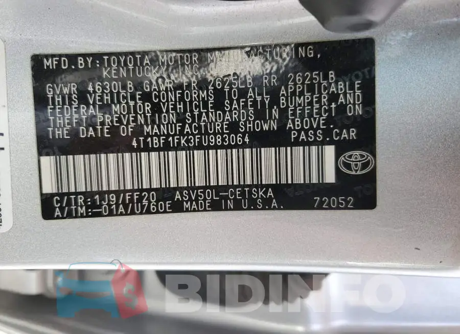 4T1BF1FK3FU983064 Photo# 12