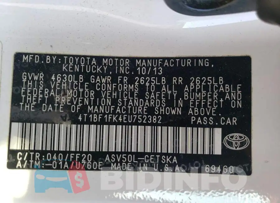 4T1BF1FK4EU752382 Photo# 13