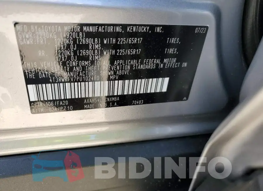 4T3RWRFV7PU102480 Photo# 13
