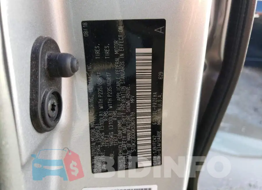 5TDKZ3DC6KS967619 Photo# 13